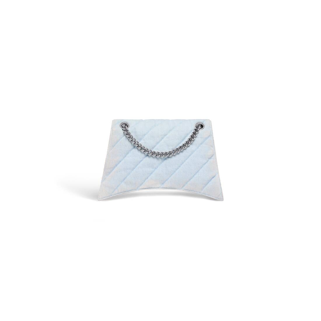 Women's Crush Medium Chain Bag Quilted Denim in Light Blue - 7