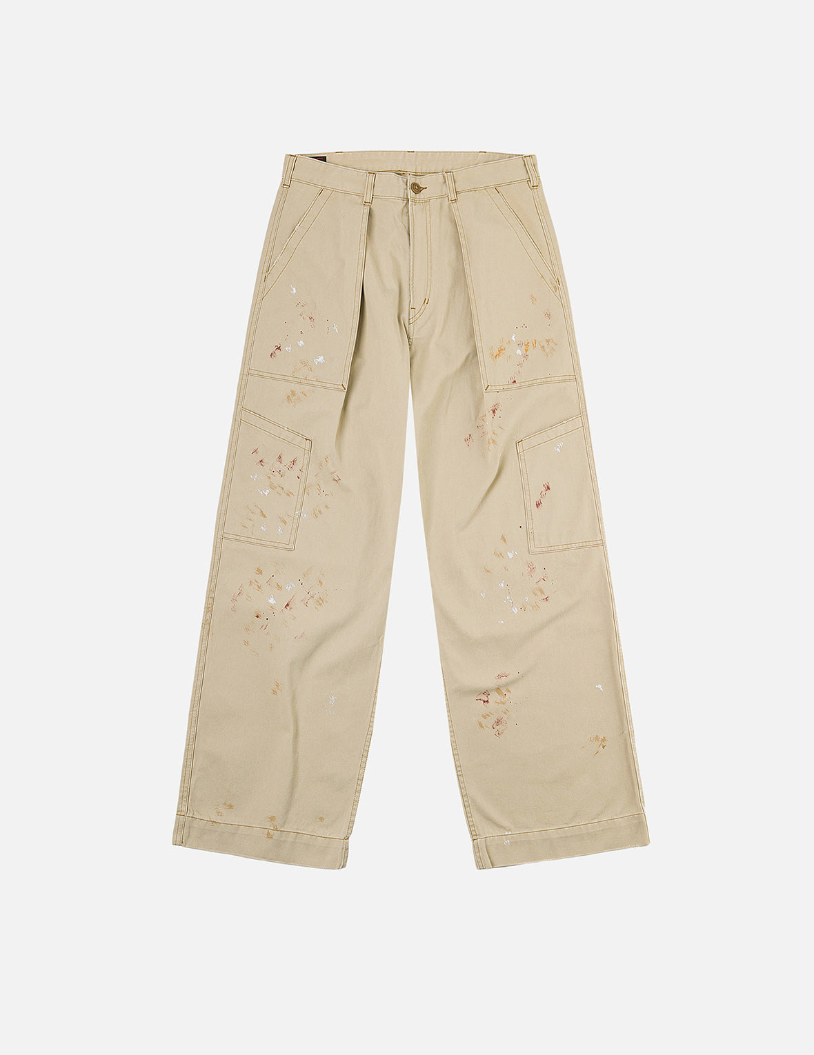 Hand-Painted Seagull and Splash-ink Print Relax Fit Flight Pants - 4