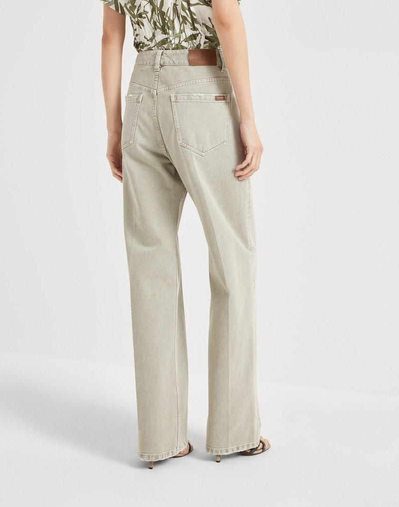 Brunello Cucinelli Dyed denim contemporary loose trousers outlook
