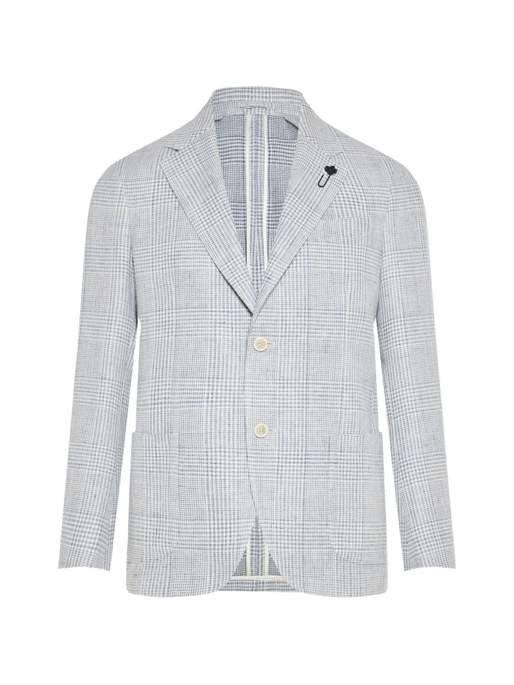 checked single-breasted blazer - 1