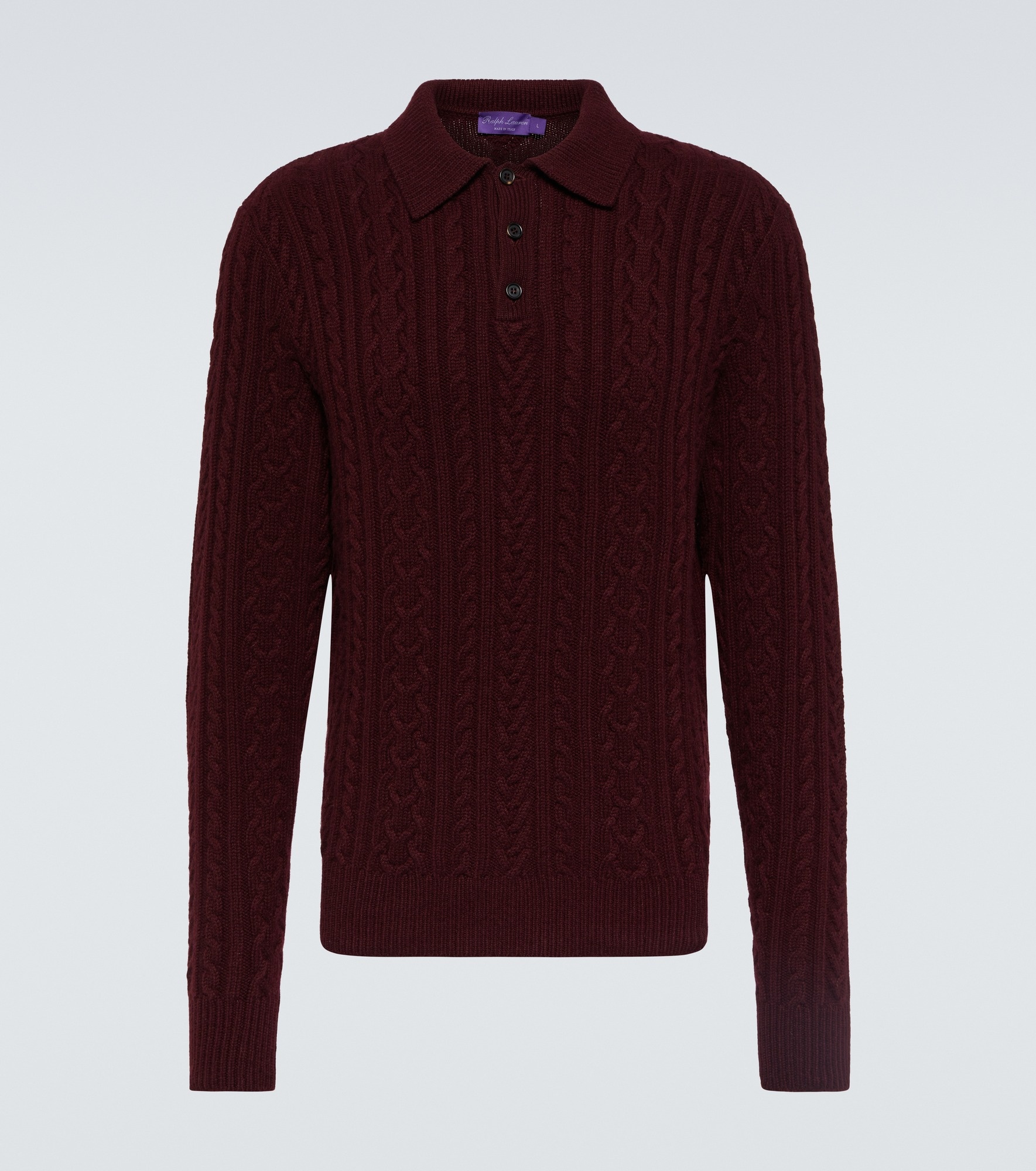 Cable-knit cashmere polo sweater - 1