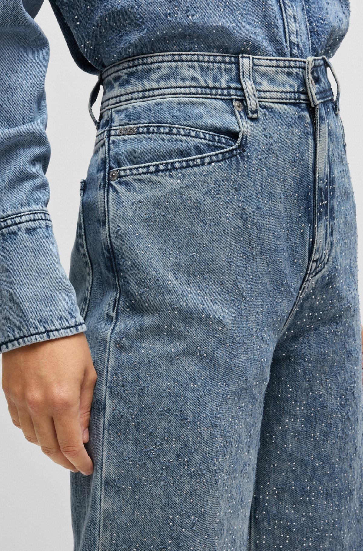 WIDE-LEG JEANS IN BLUE DENIM - 5