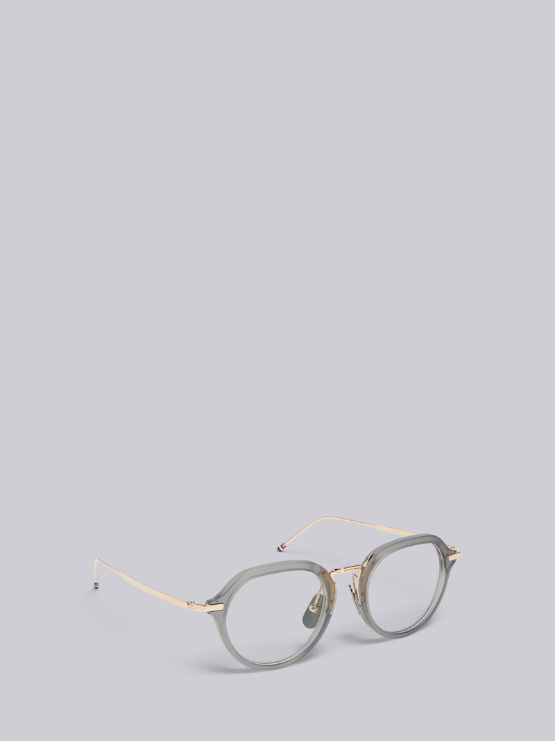 TB421 - Satin Crystal Grey and White Gold Clubmaster Eyeglasses 4