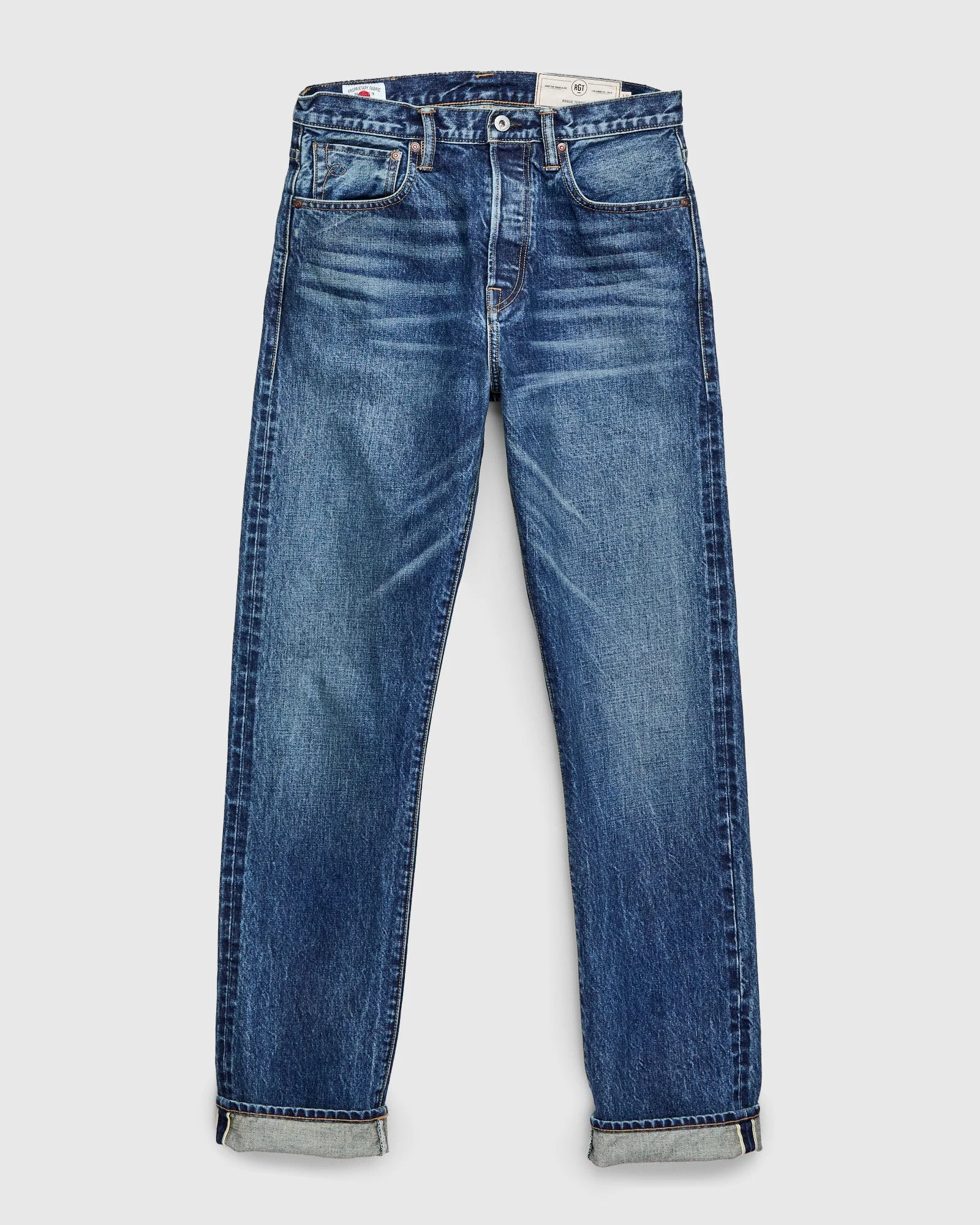 "Vintage Wash" 15oz Stonewash Selvedge Denim in Strider - 1