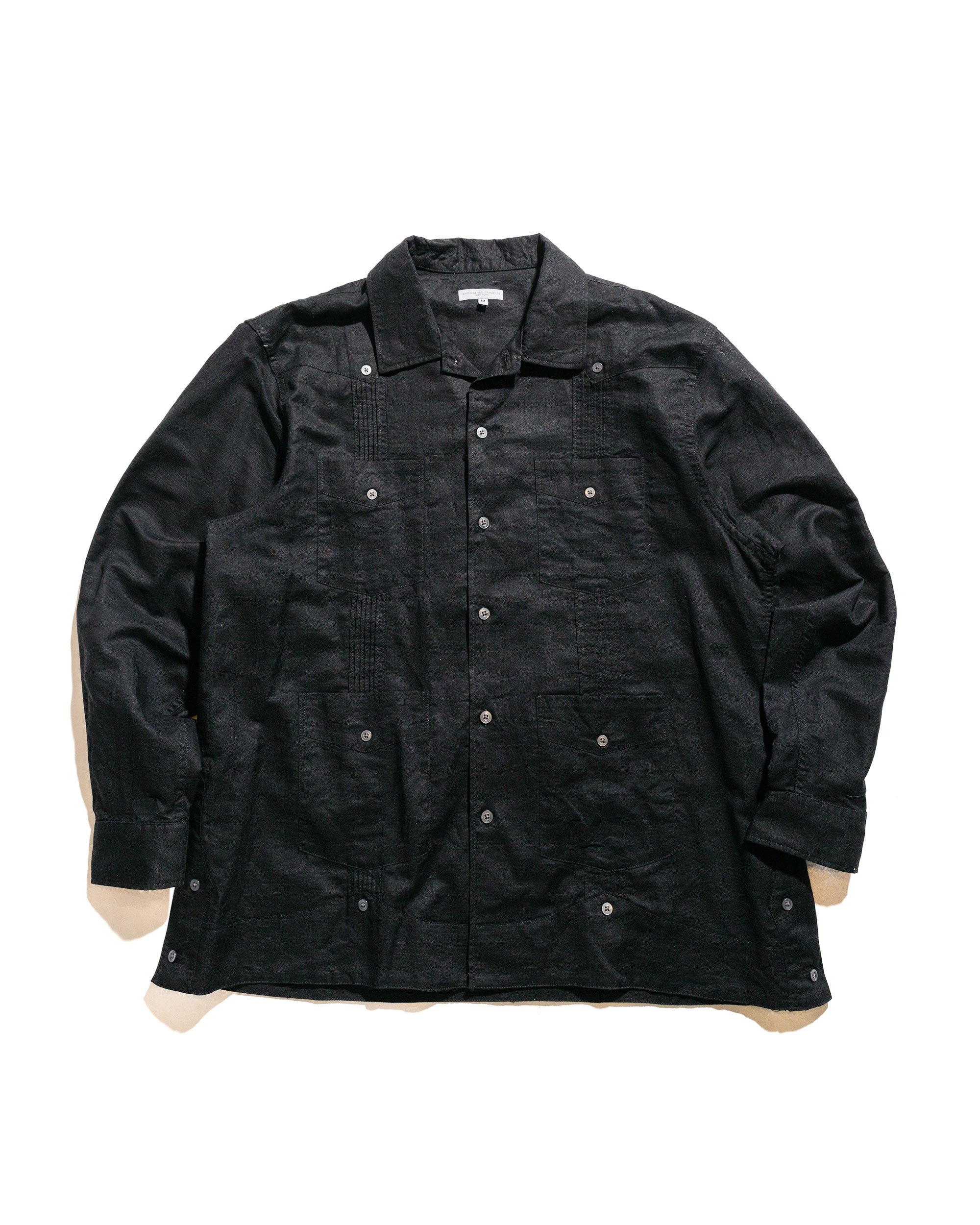 Guayabera Shirt Black Handkerchief Linen - 1