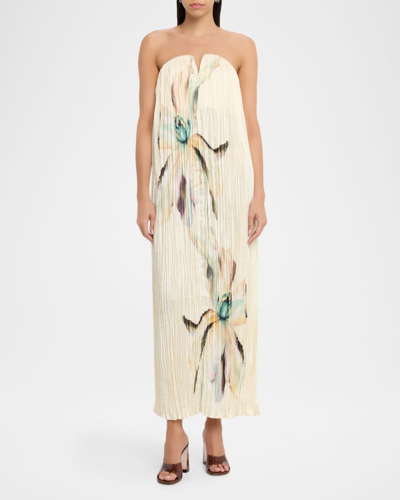 SIGNIFICANT OTHER Lilian Floral Pleated Strapless Maxi Dress outlook