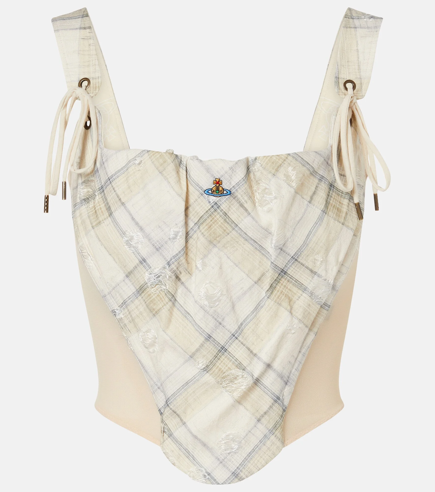 Puppy tartan cotton-blend top - 1