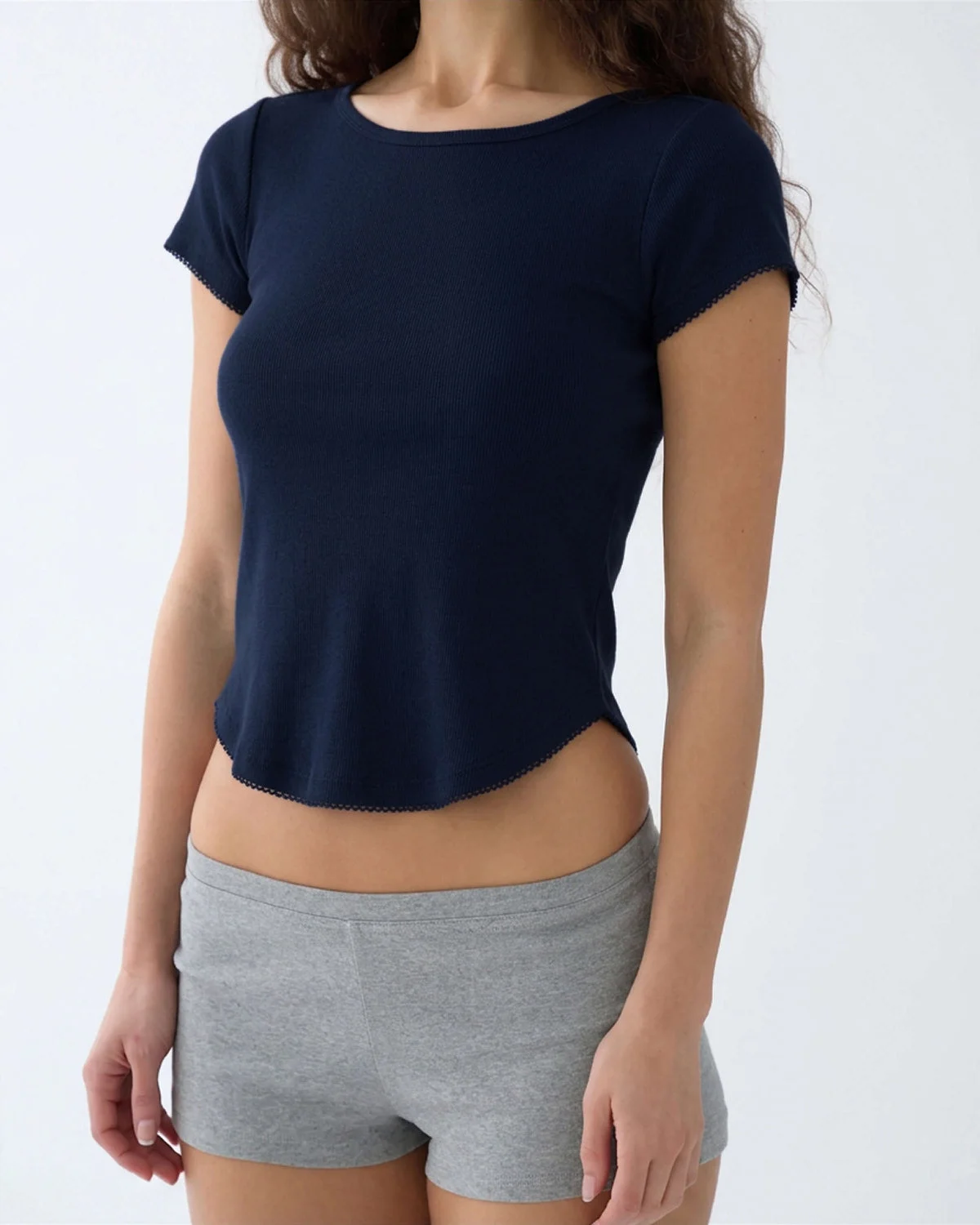The Rina Tee: Navy Cotton Jersey - 1