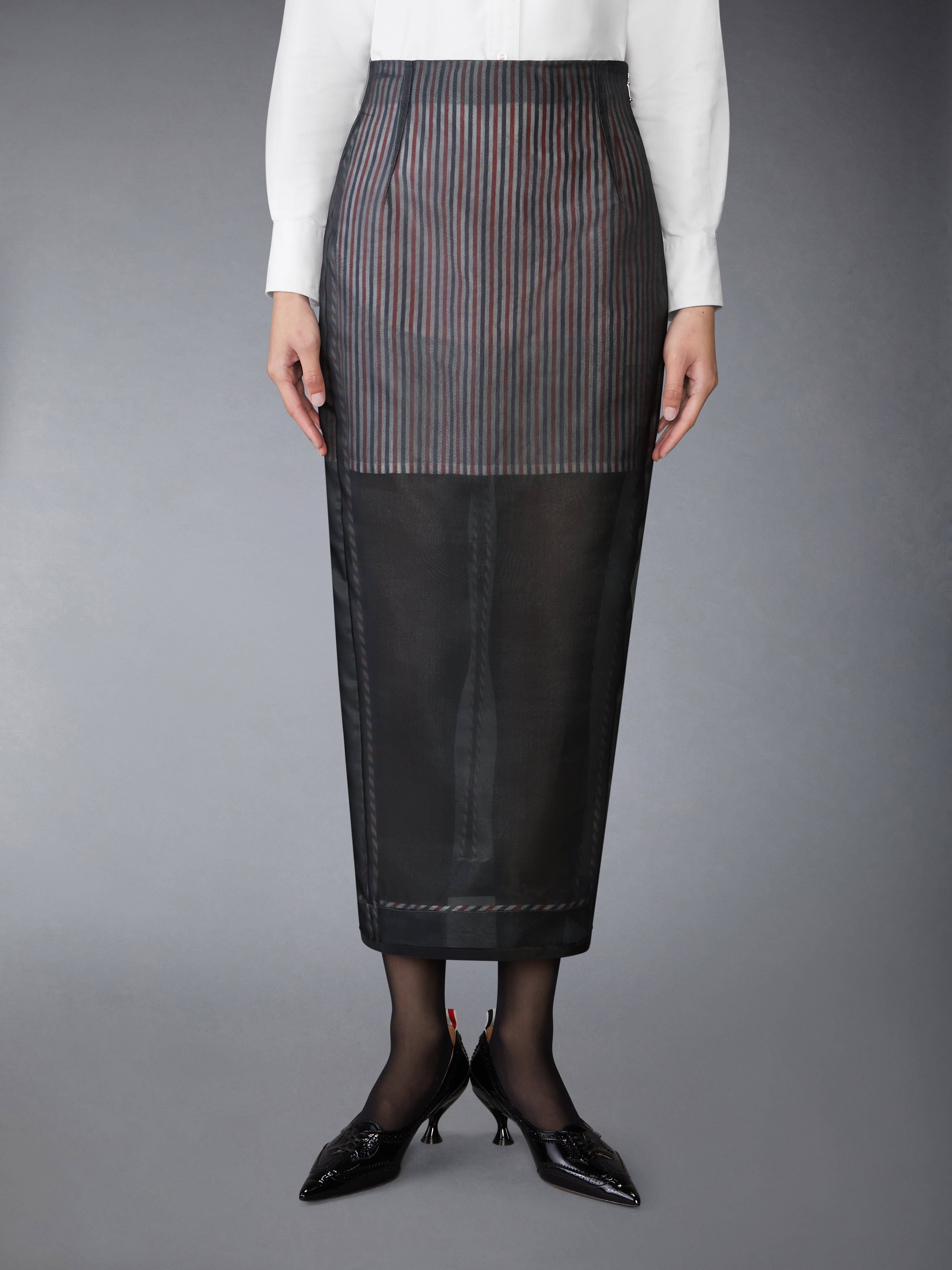 SILK ORGANZA HIGH WAISTED PENCIL SKIRT - 2