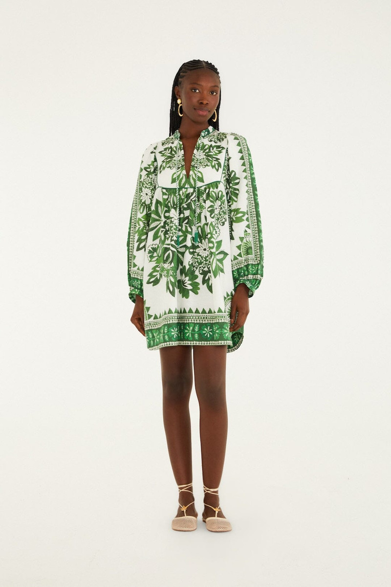 Green Flora Tapestry Lenzing Ecovero Euroflax Mini Dress 4