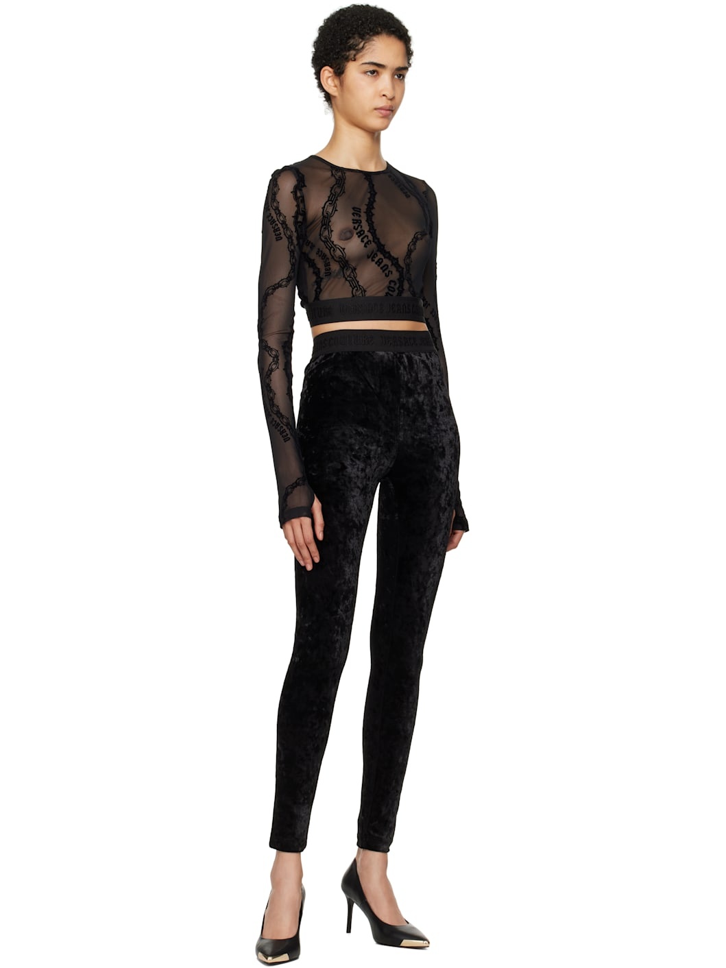 Black Velvet Leggings - 4