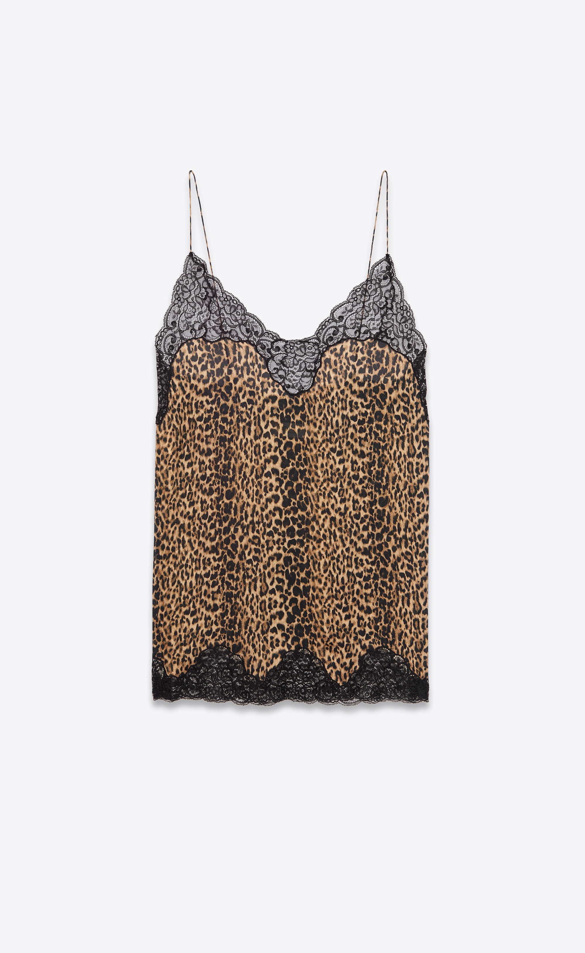 nightgown in leopard-print silk charmeuse and lace - 1