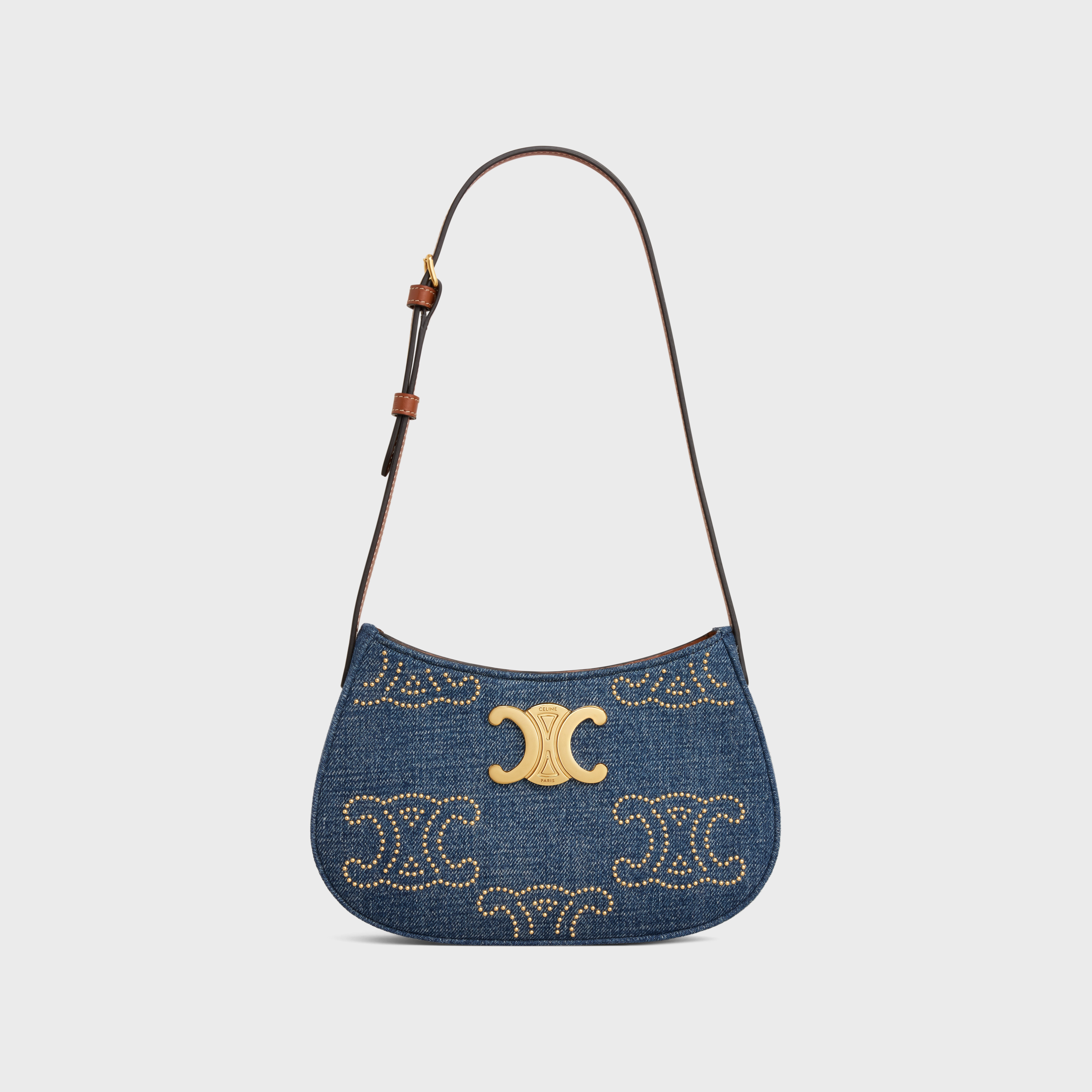 MEDIUM TILLY BAG in DENIM WITH TRIOMPHE STUDS AND CALFSKIN - 1