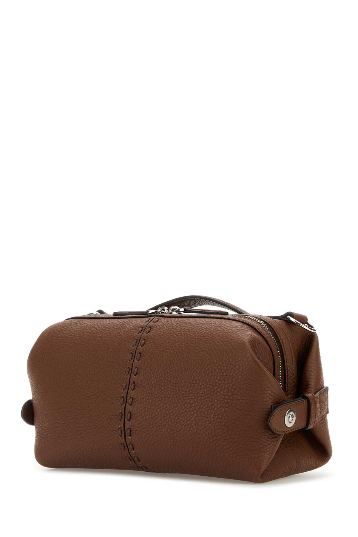 Fendi Men Brown Leather Small Fendi Siesta Ff Selleria Handbag - 2