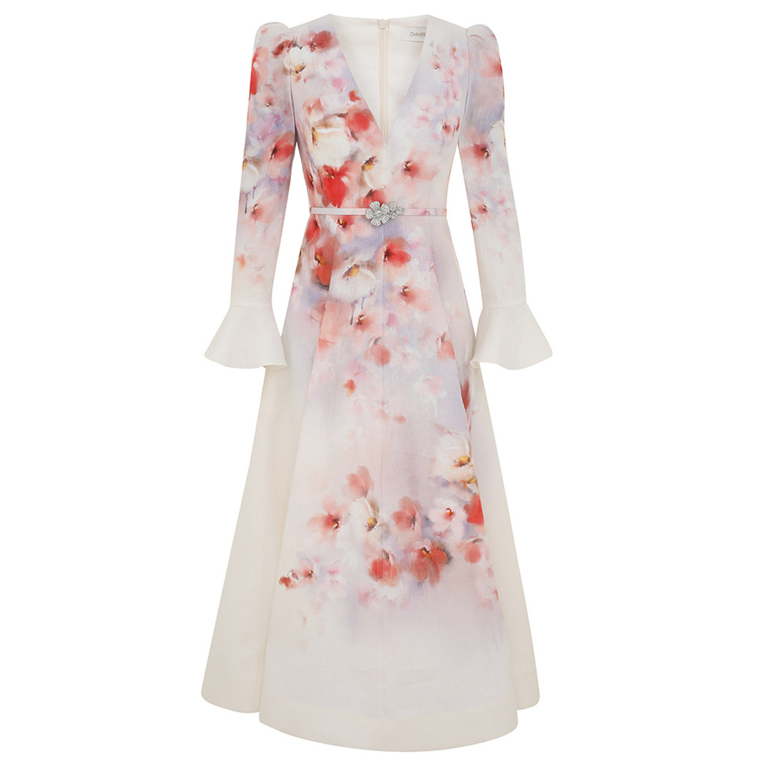 Crush Frill Sleeved Midi Dress - 1