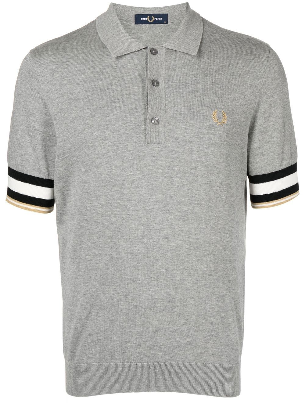 embroidered-logo fine-knit polo shirt - 1