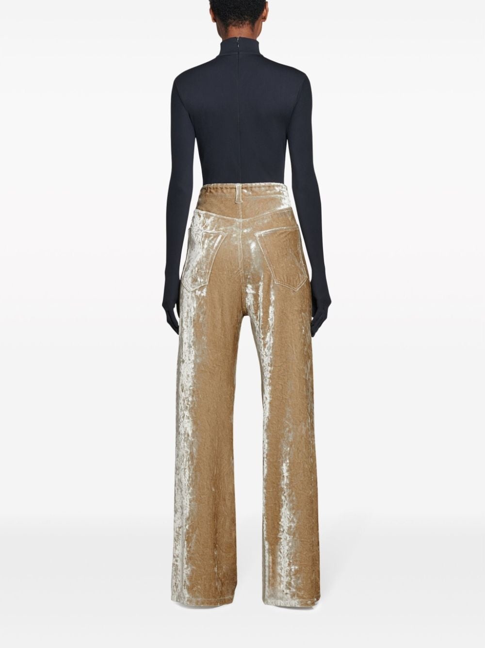 velvet wide-leg trousers - 4