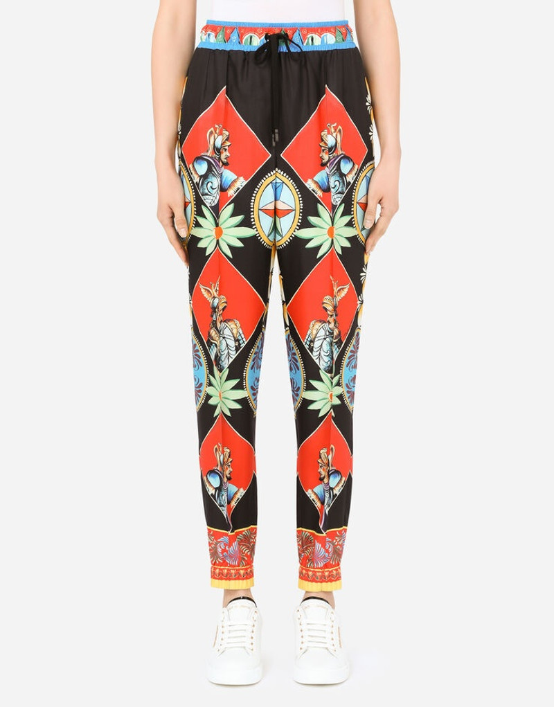 Carretto-print twill jogging pants 1