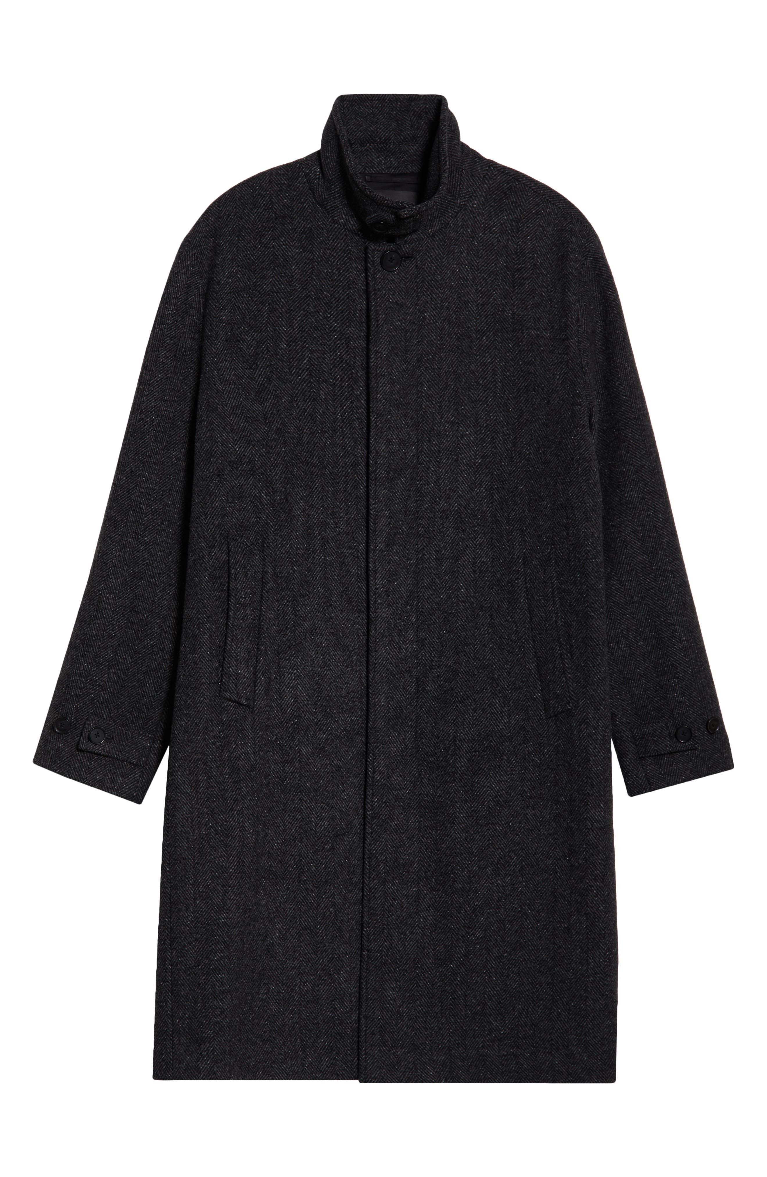 Vince Balmacaan Herringbone Recycled Wool Blend Coat in Heather Charcoal at Nordstrom - 6