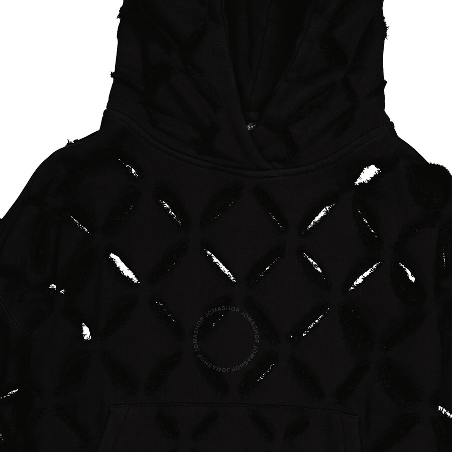 Versace Ladies Black Cut-Out Detail Distressed Hoodie - 7