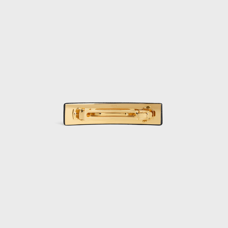 Celine Paris Hair Clip in Lambskin, Brass with Gold Finish and Steel 3