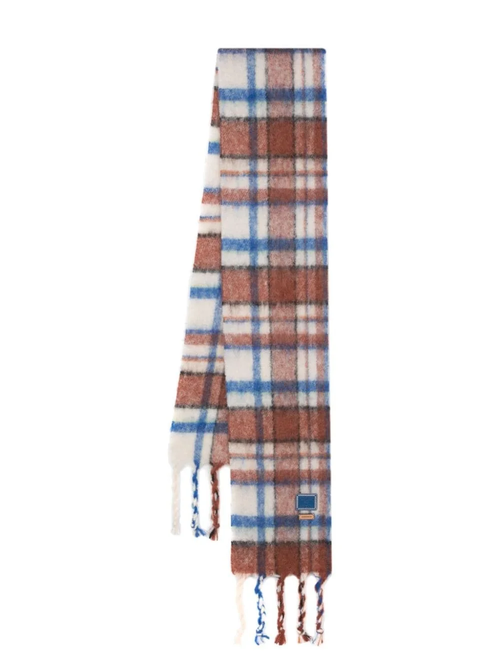 plaid logo-patch scarf - 1