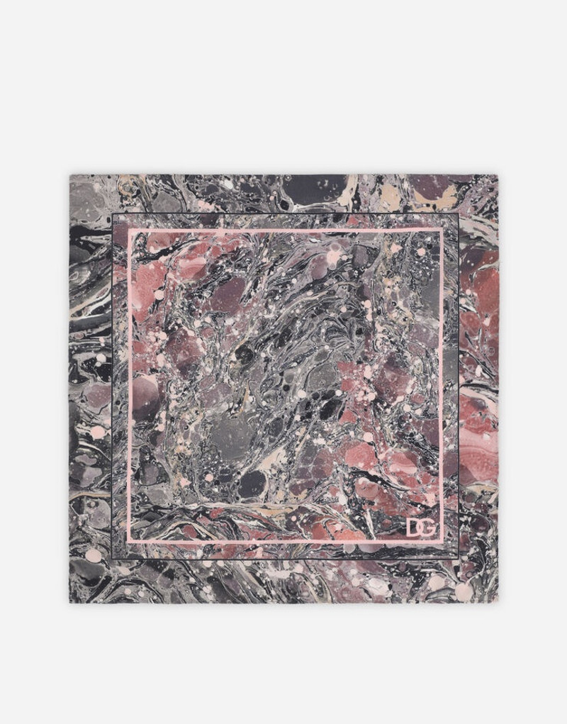 Dolce & Gabbana Silk pocket square with purple marbled print outlook