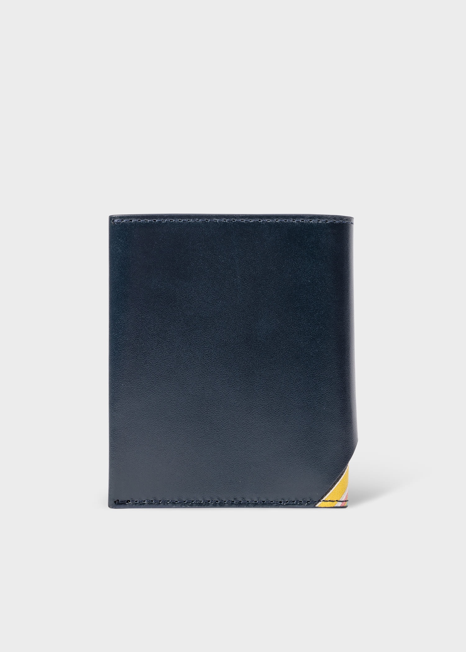 Navy Leather 'Signature Stripe' Compact Billfold Wallet - 4