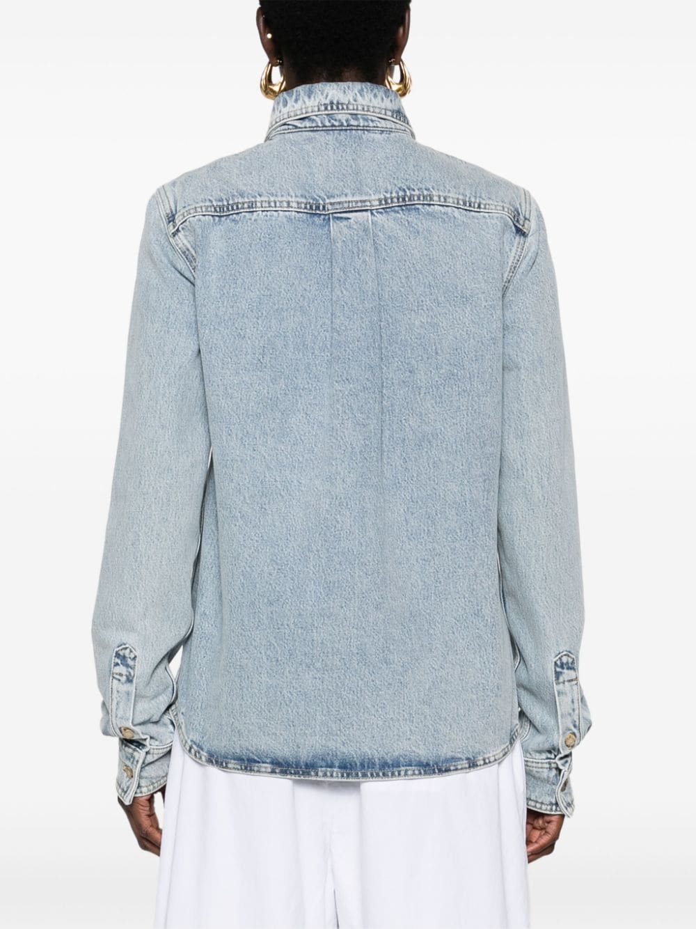 classic-collar denim shirt - 4