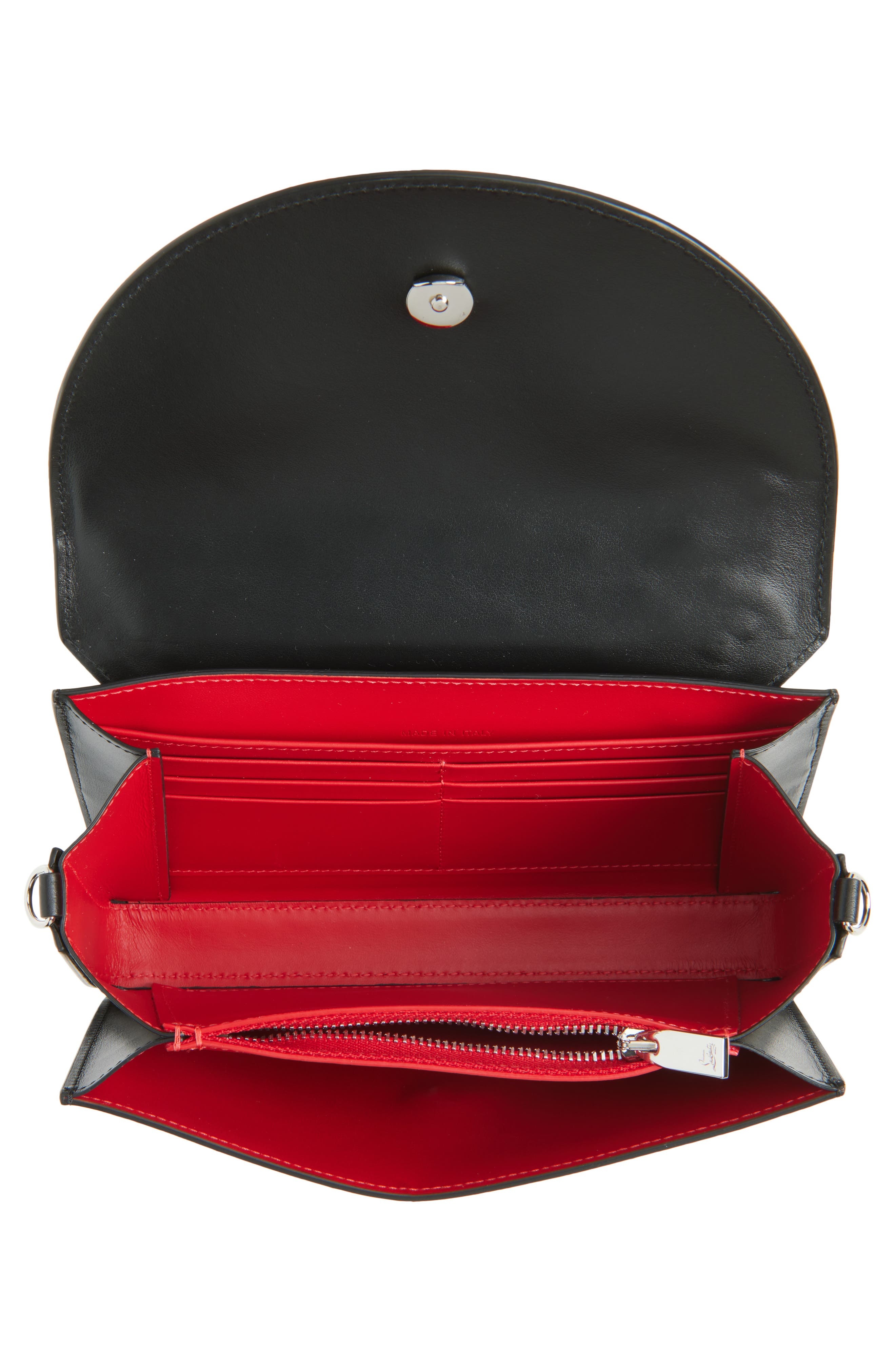 Christian Louboutin Funky Spike Leather Wallet on a Strap in Black/Silver at Nordstrom - 5