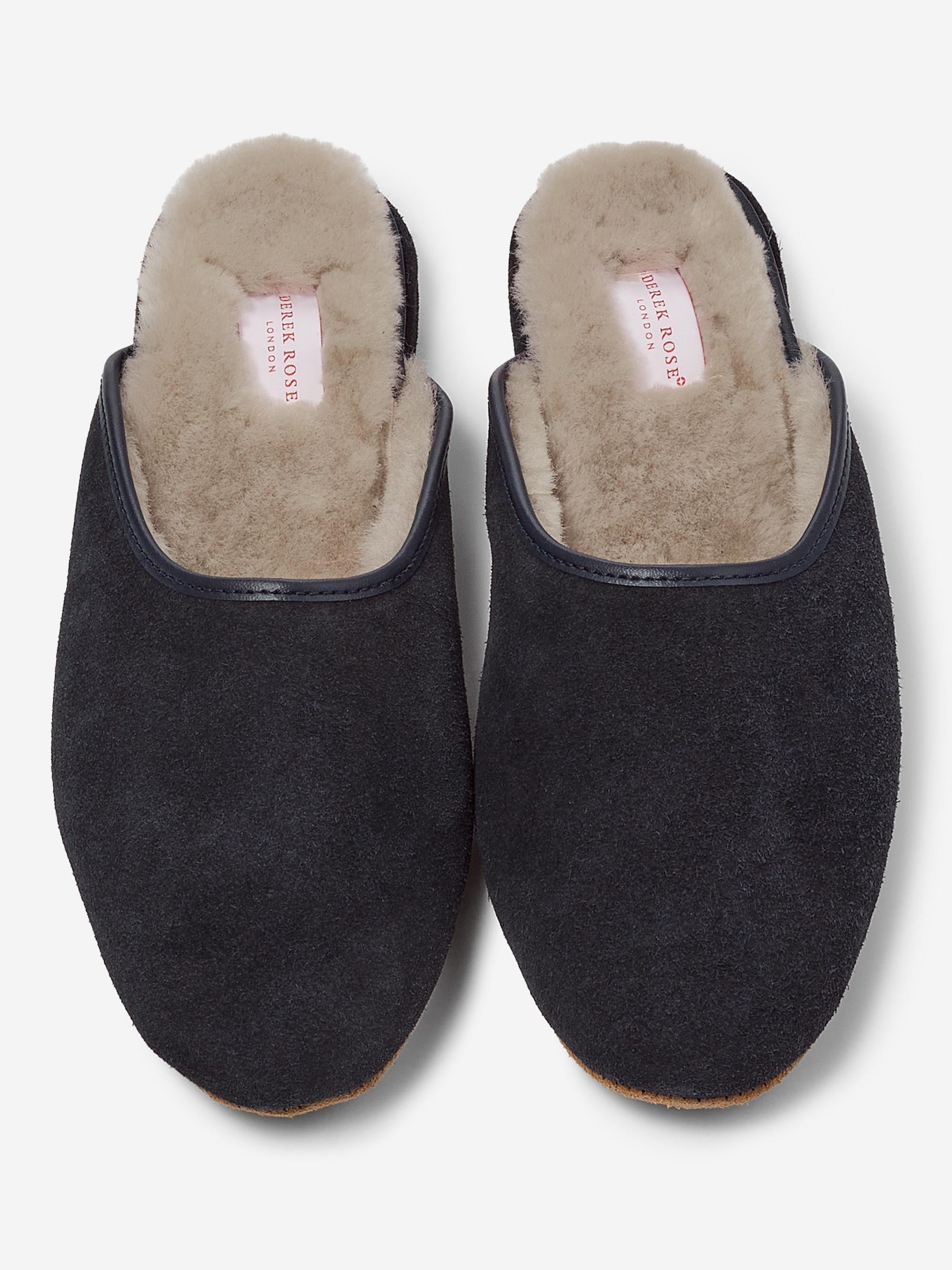 Women's Mule Slippers Imogen Suede Sheepskin Navy - 6