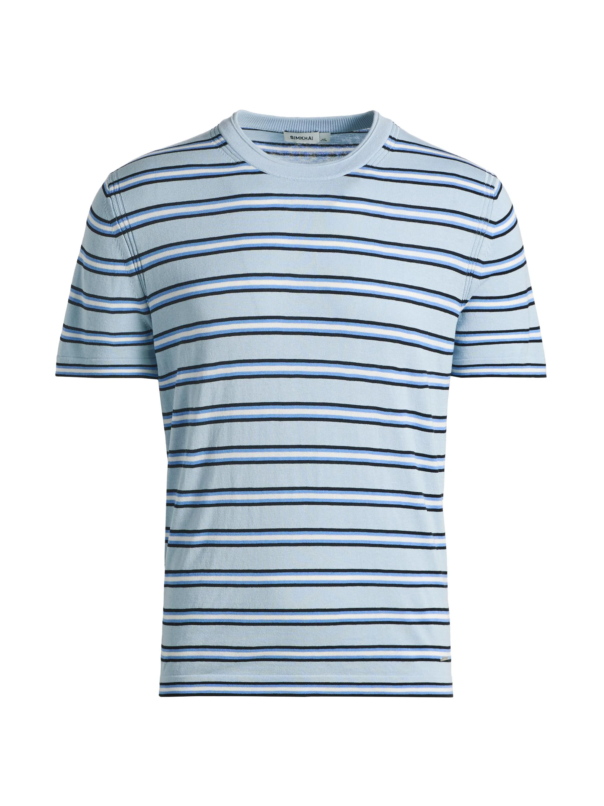 Men's Duke Striped Silk-Cotton T-Shirt - Periwinkle Sky Bluebell Multi - 1
