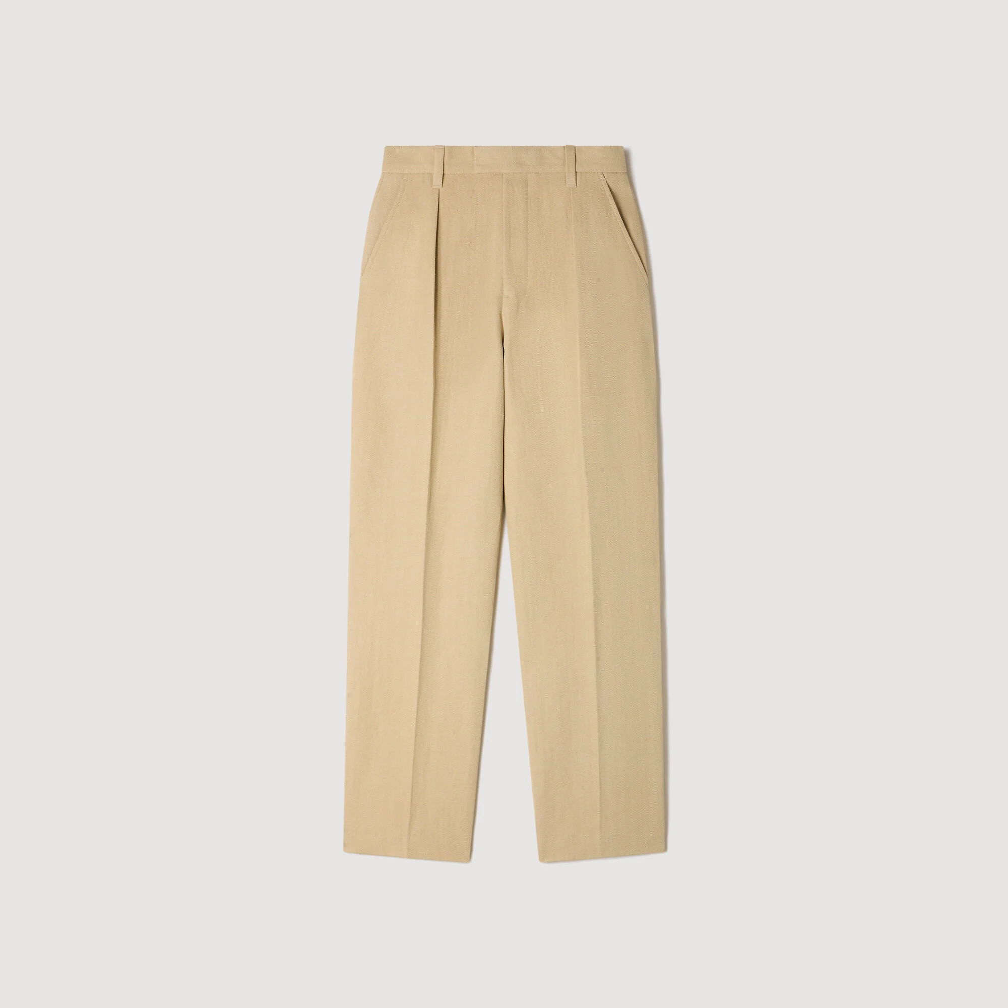 WIDE PLEATED COTTON-LINEN TROUSERS - 1