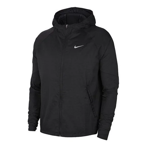 Men's Nike Small Logo Solid Color Hooded Track Jacket Black CU5358-010 - 1