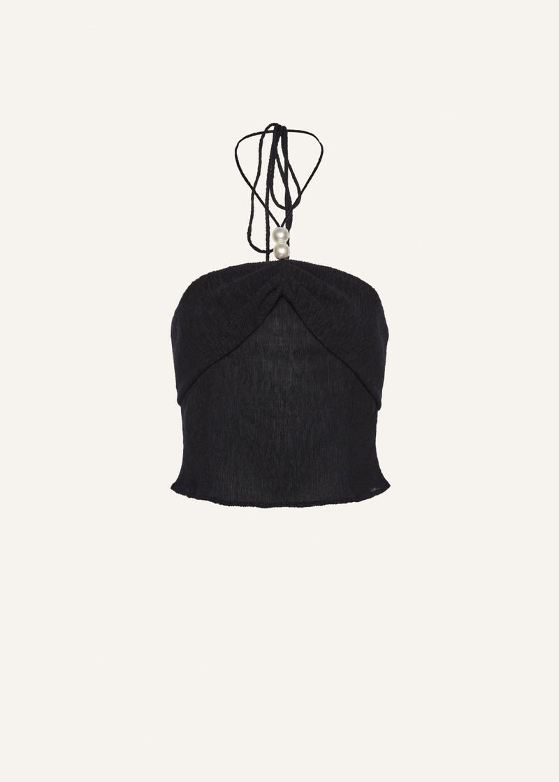 Pearl halterneck tube top in black - 1
