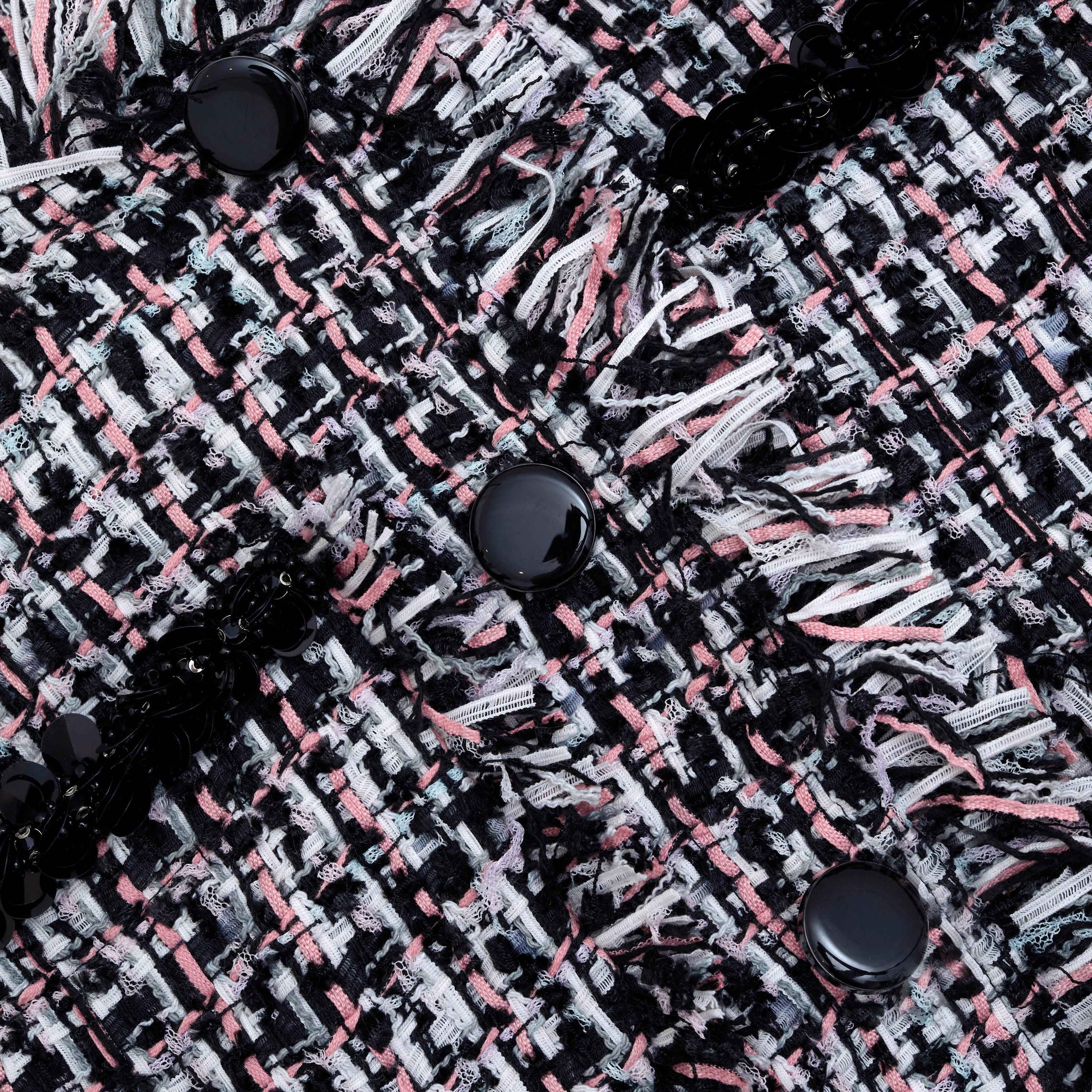 Black Fringed Boucle Jacket - 5