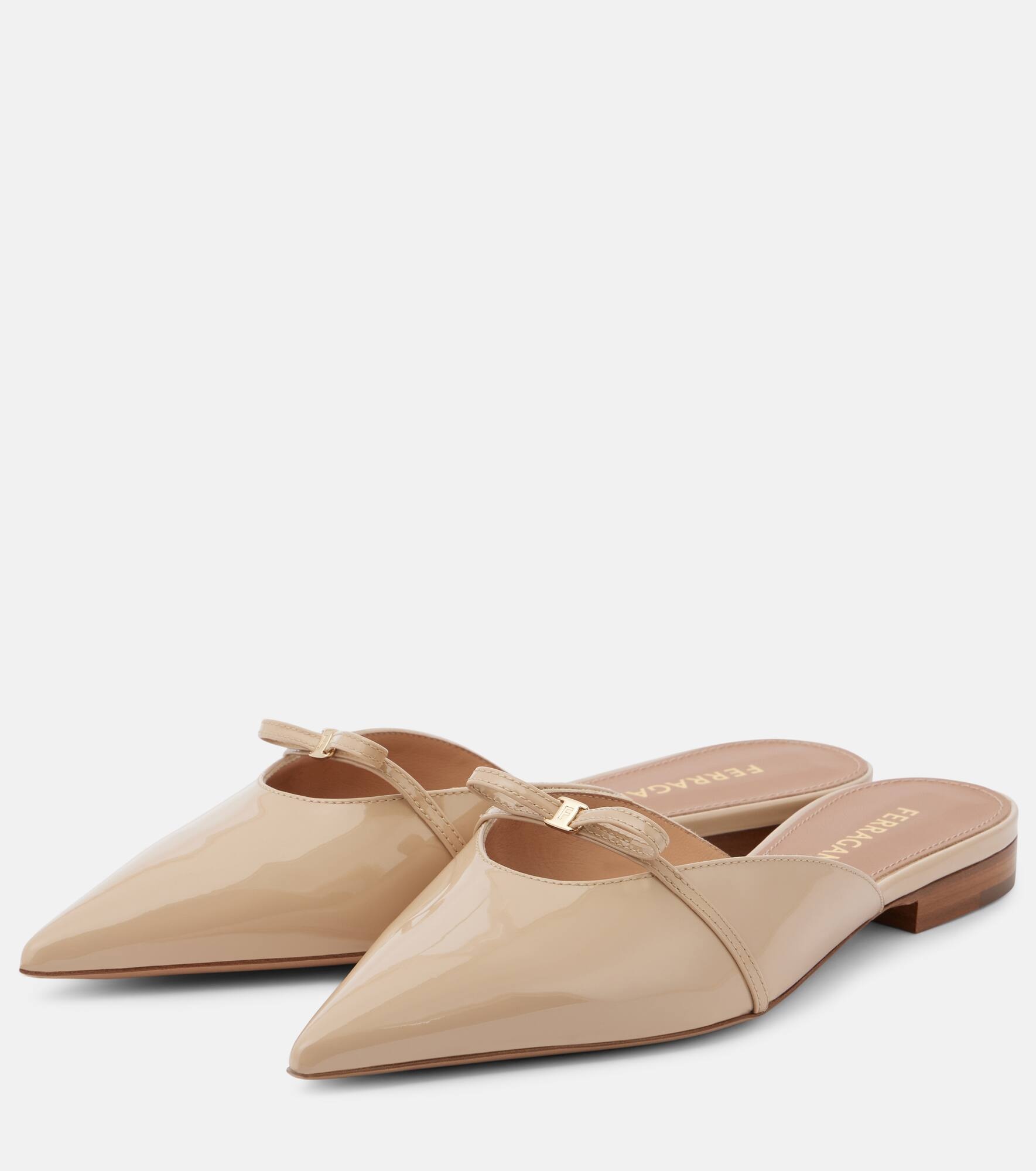 Bow-detail patent leather mules - 4