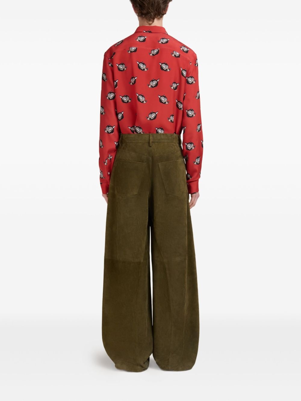 leather wide-leg trousers - 4