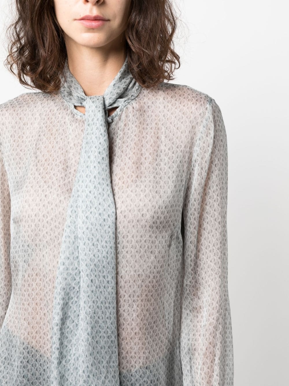 geometric-pattern silk blouse - 5