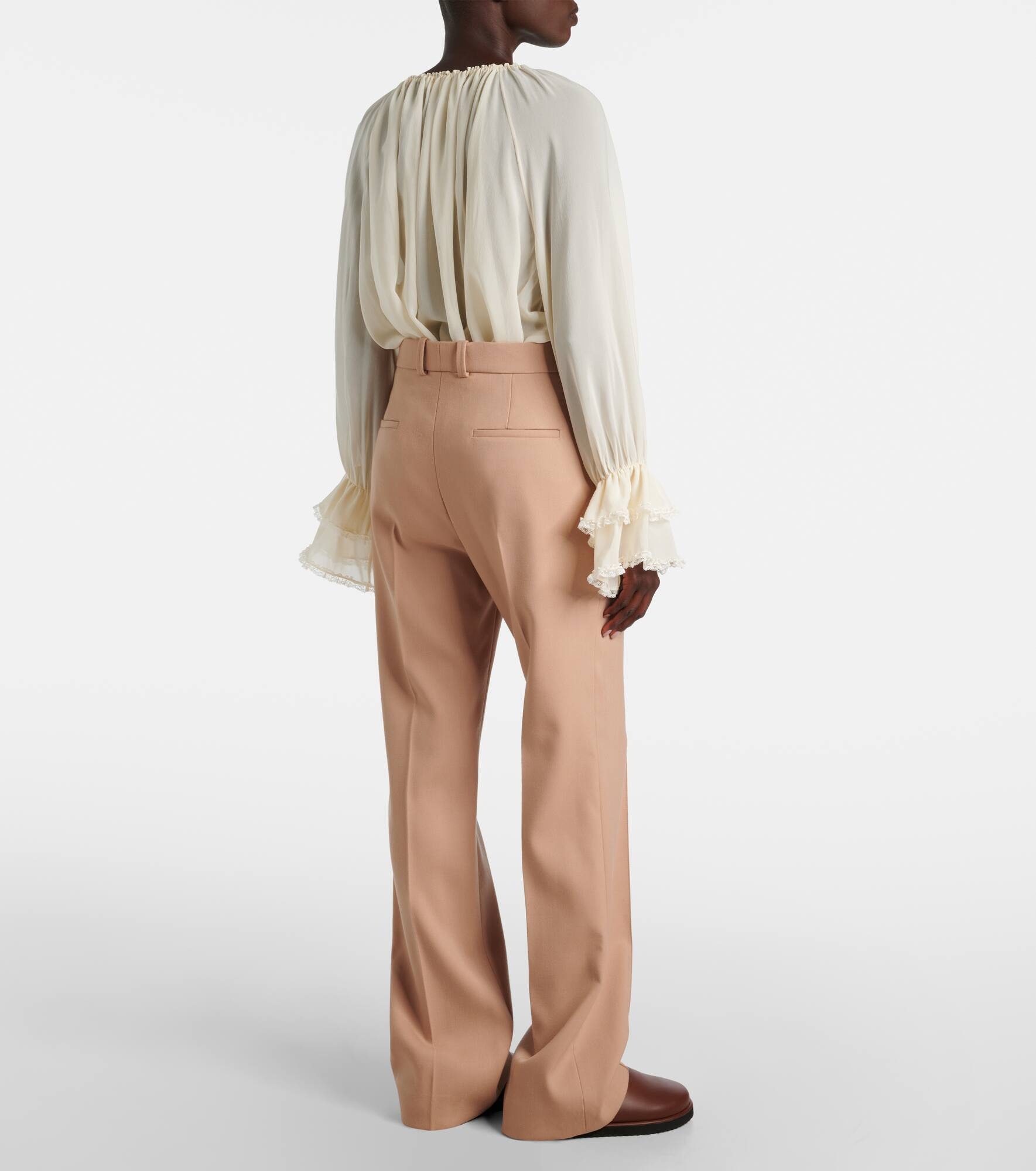 High-rise wool straight pants - 3