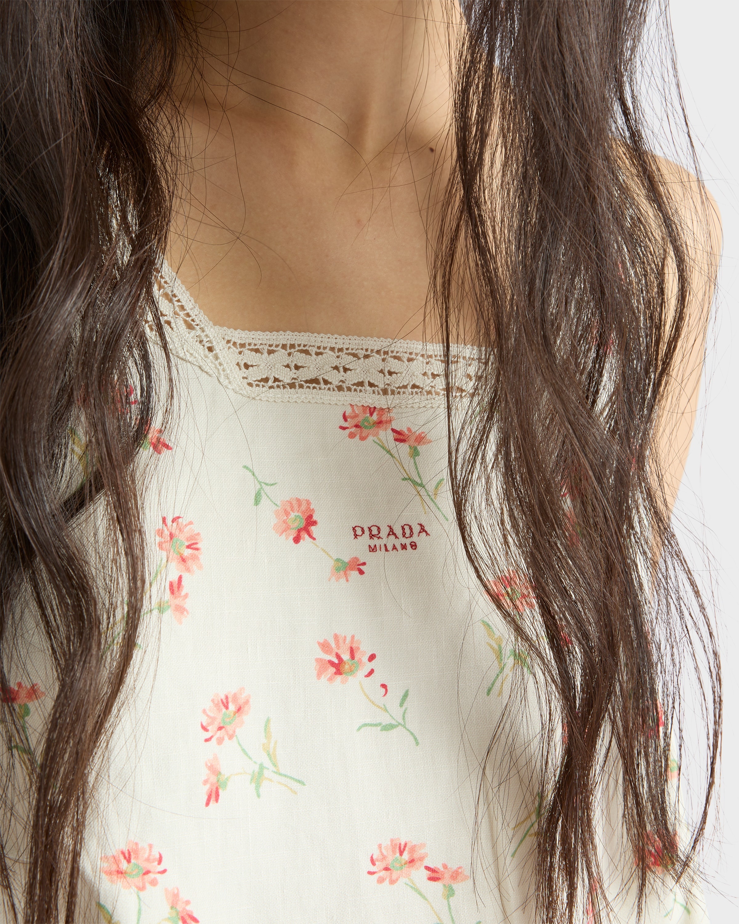 Floral print linen mini-dress - 4