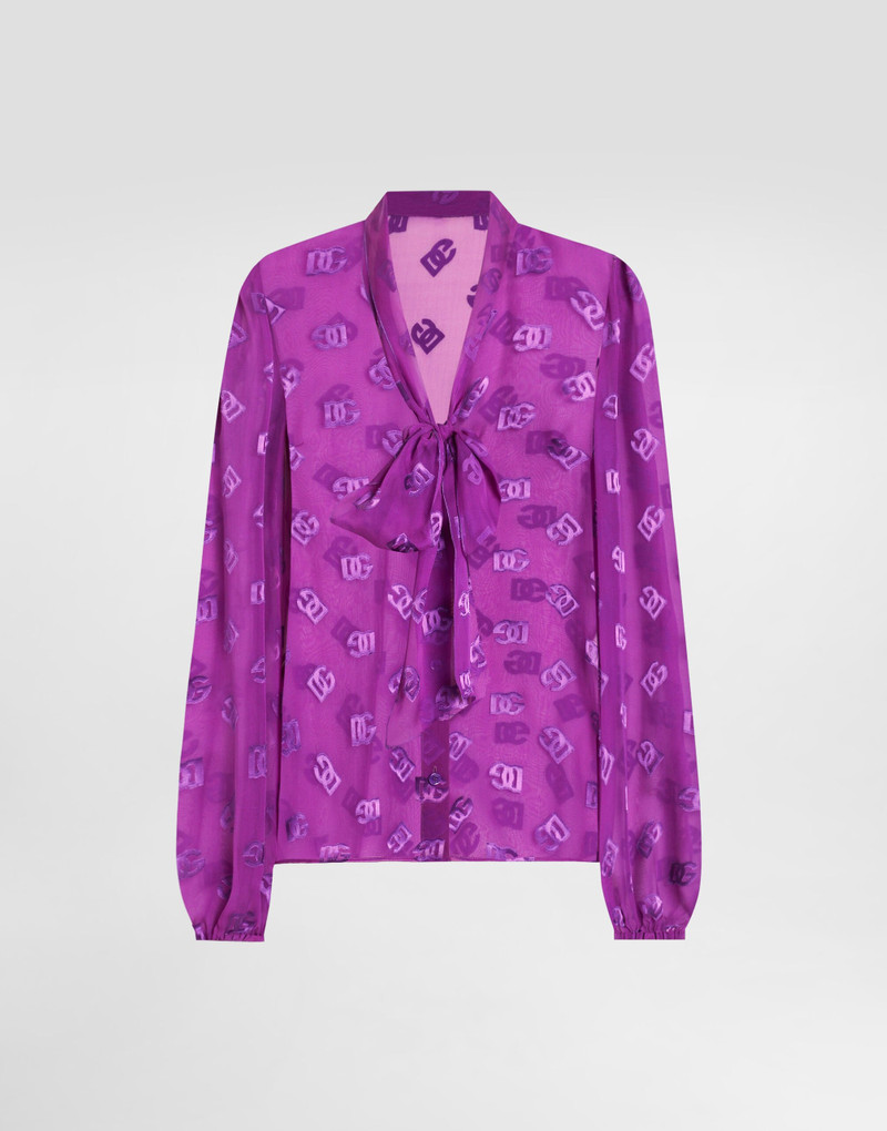 Chiffon jacquard shirt with DG all-over logo 1