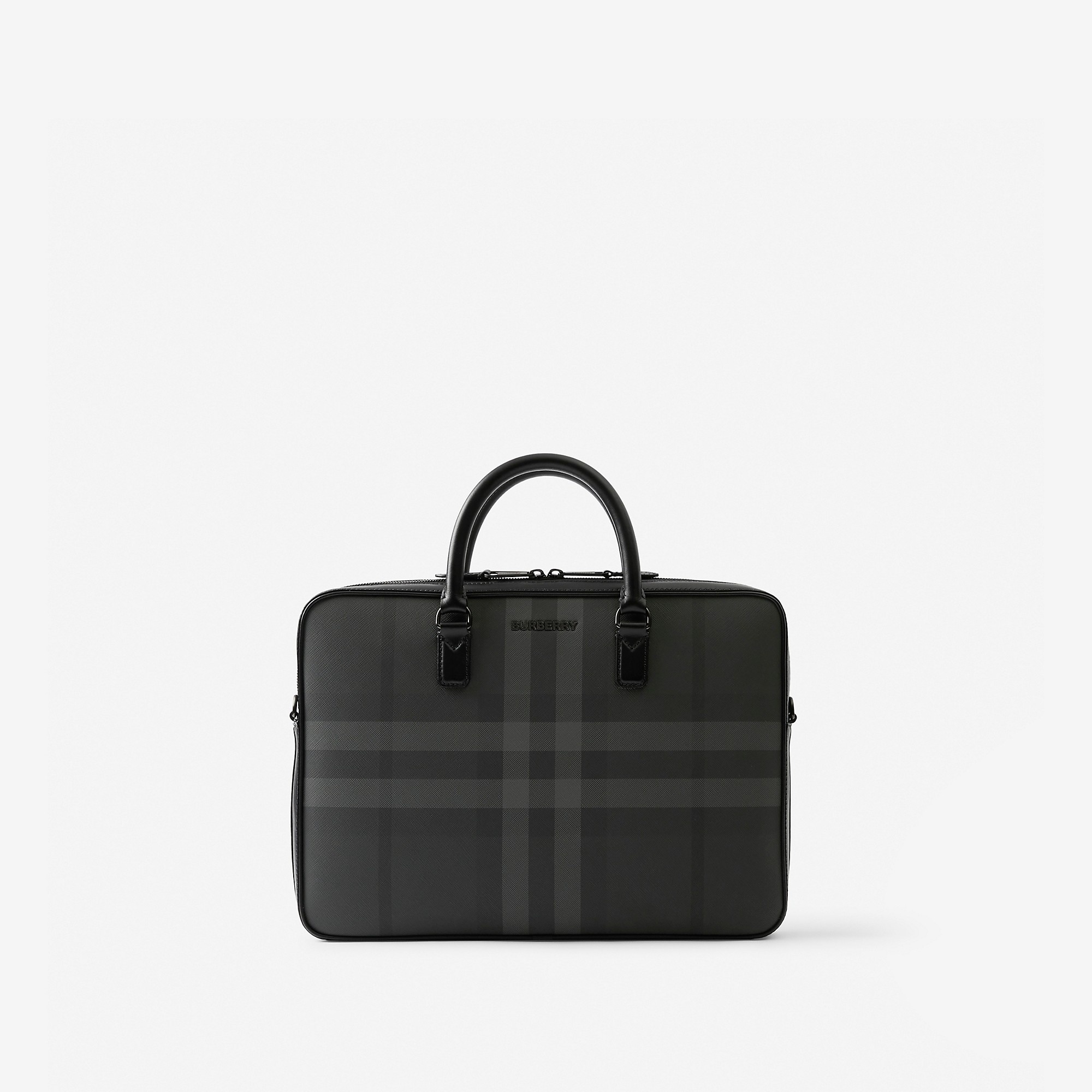 Charcoal Check Slim Ainsworth Briefcase - 1