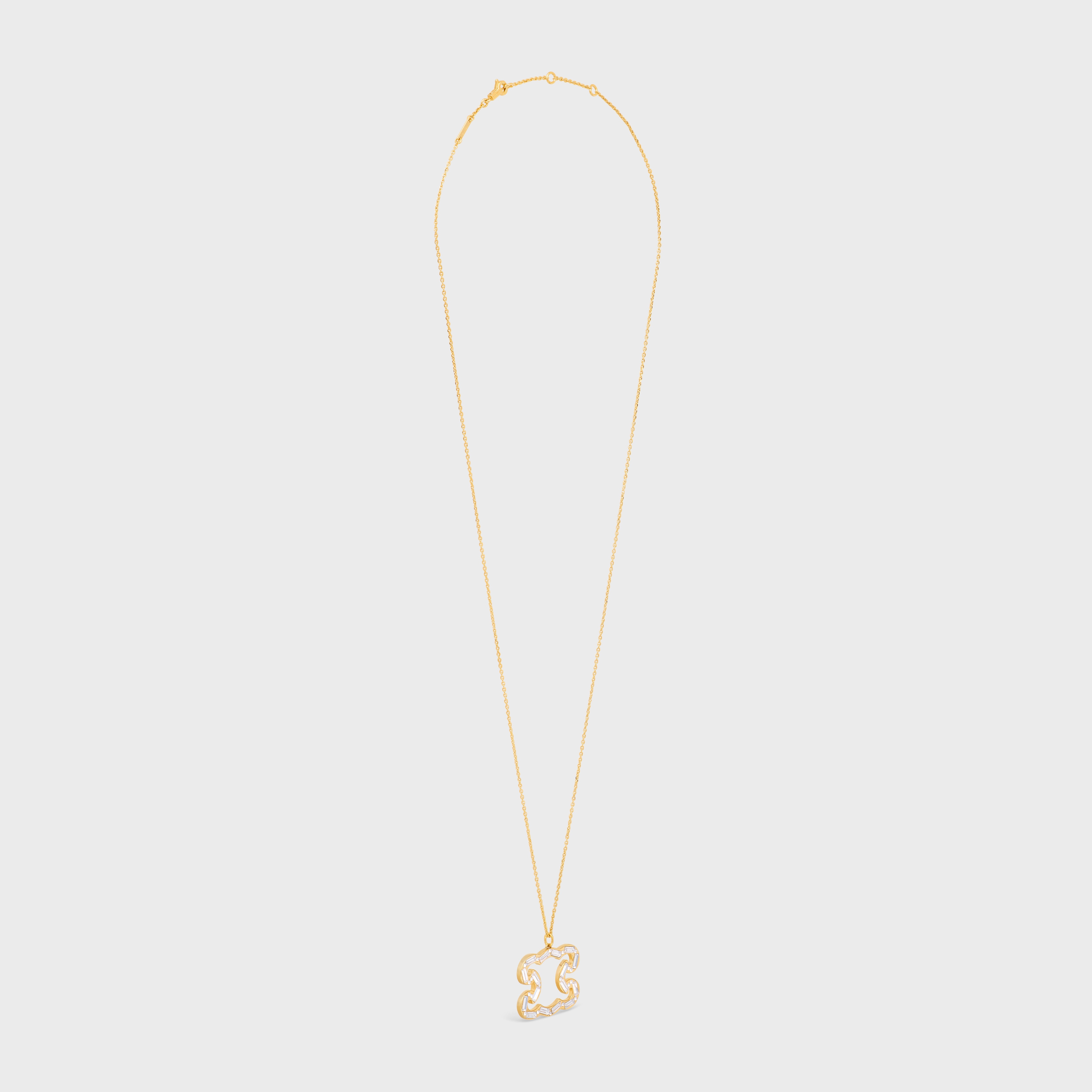 Triomphe Frame Sparkle Necklace in Strass and Brass with Gold Finish - 3