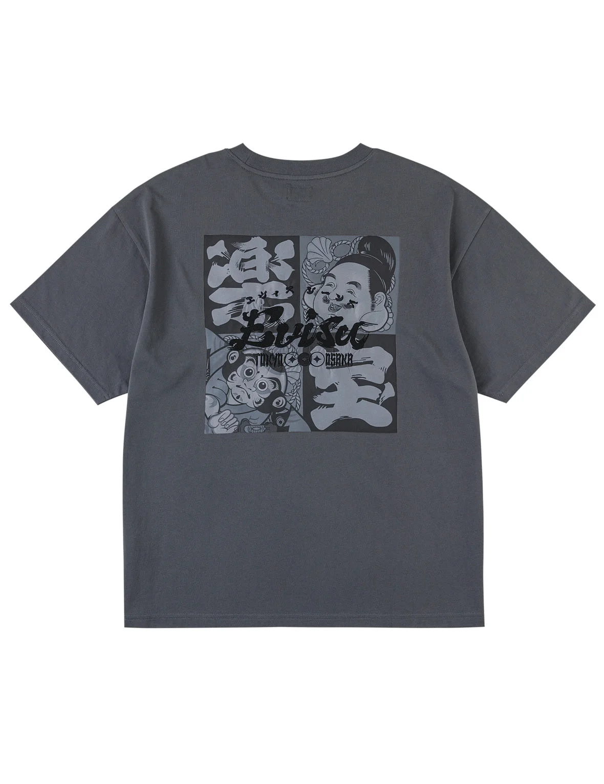 Godhead and Kite Daruma Kerchief Print T-shirt - 1
