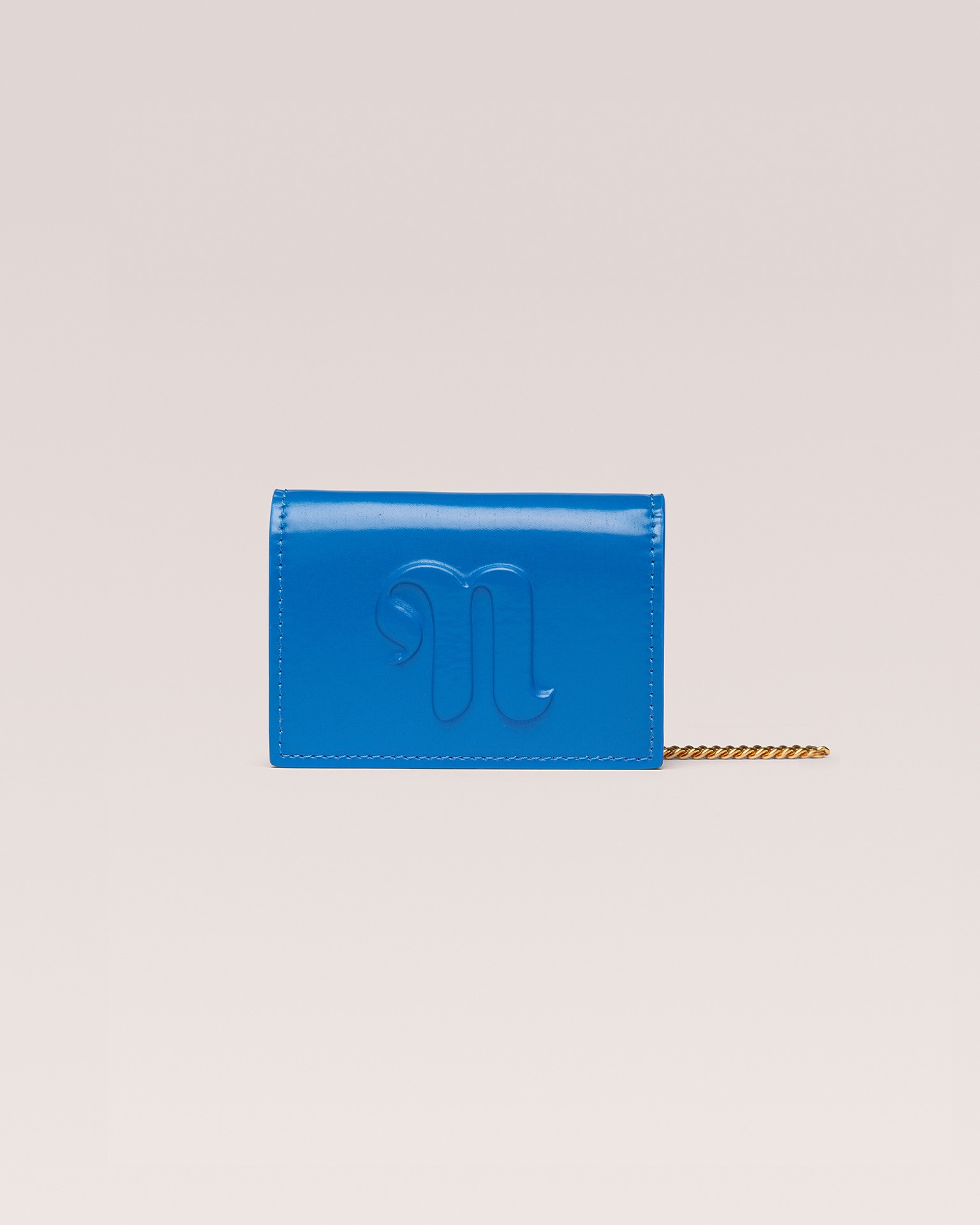 KINGSLEY - Vegan patent leather card holder - Blue - 1