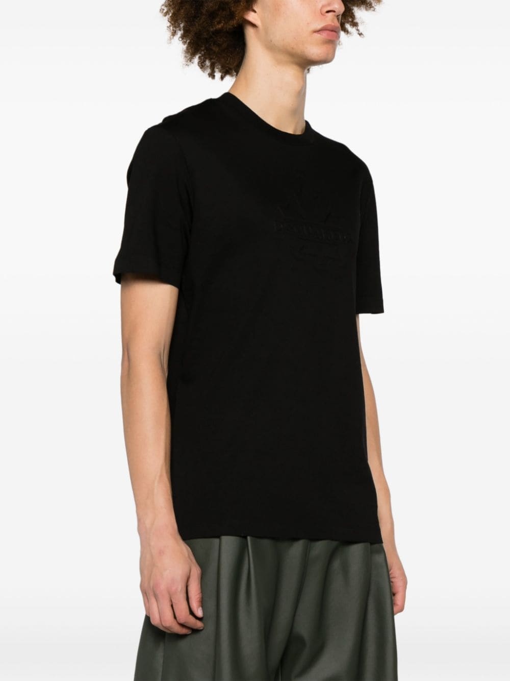 logo-embossed cotton T-shirt - 3