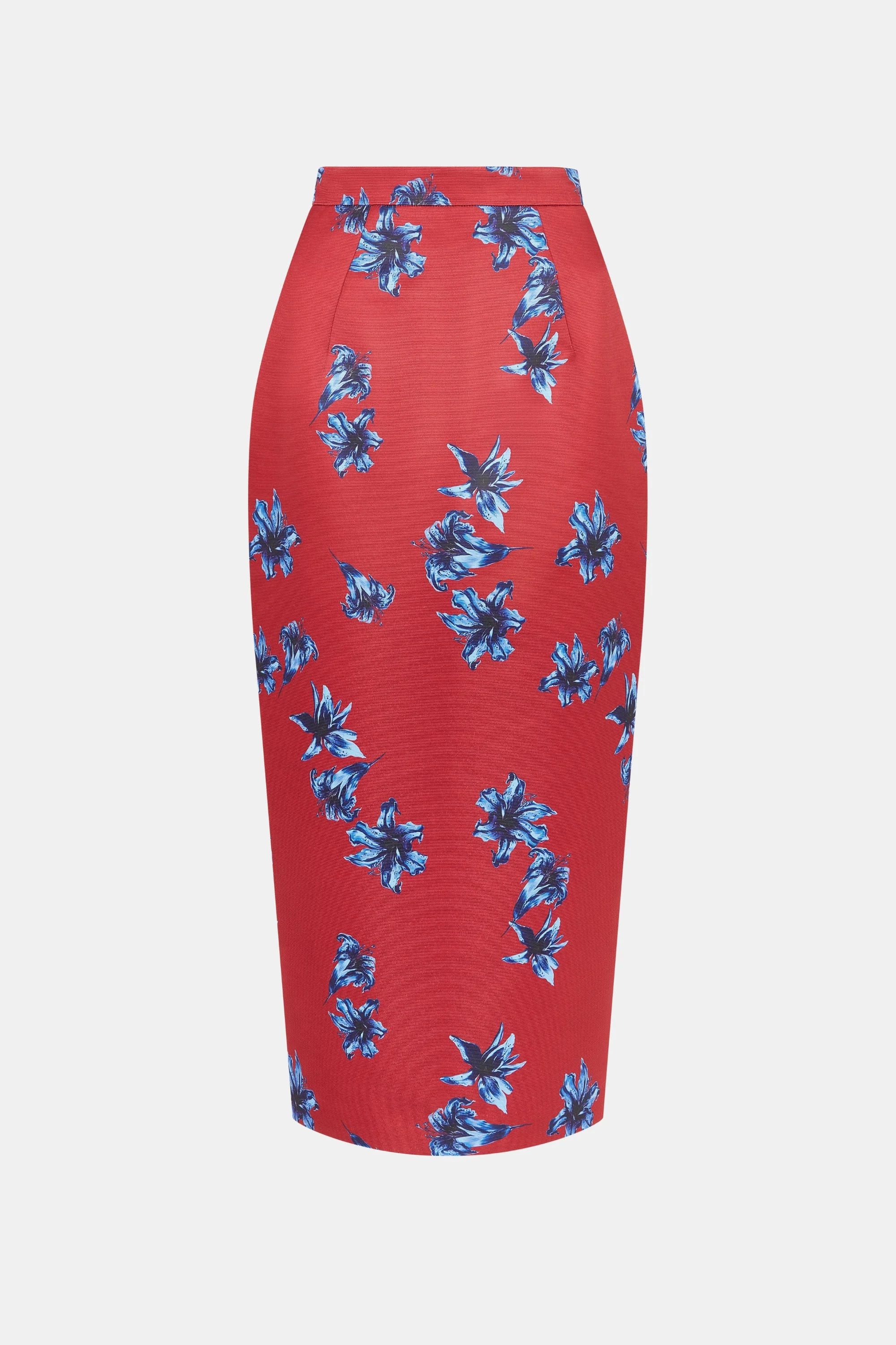 Lorelei Skirt In Red & Blue Festive Lillies Taffeta Faille - 1