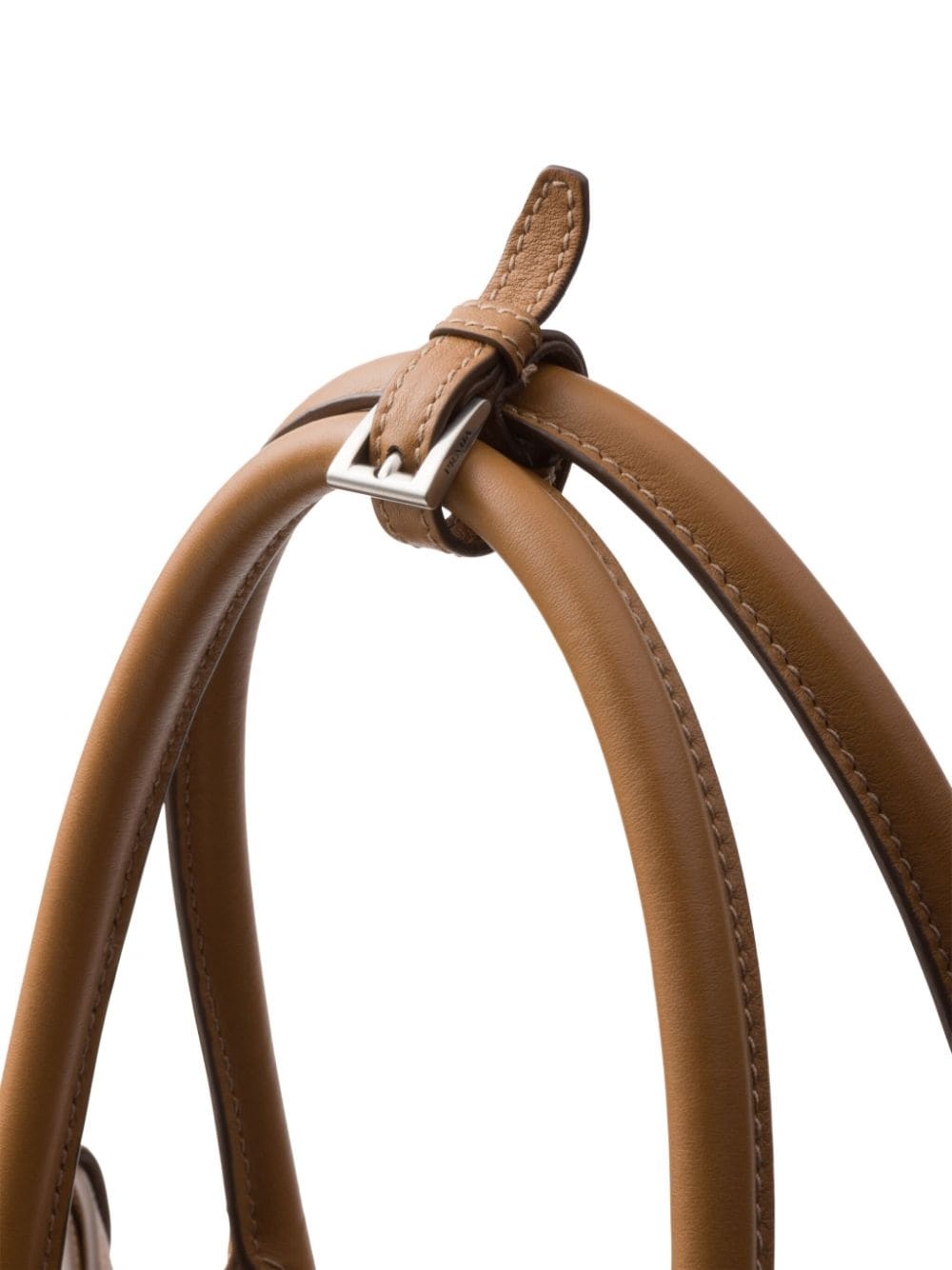 double-belt leather handbag - 5