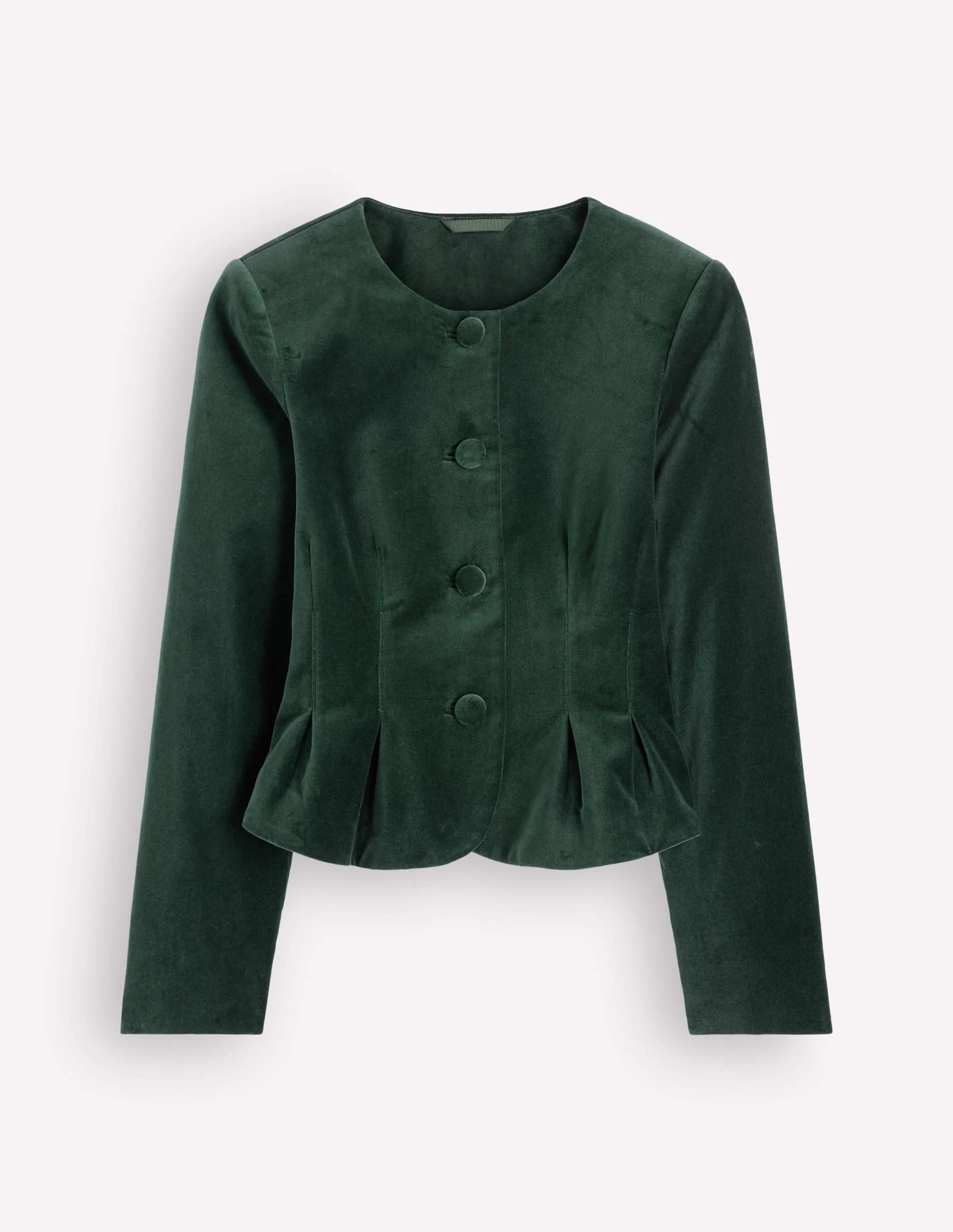 Velvet Waisted Jacket-Hunter Green - 1